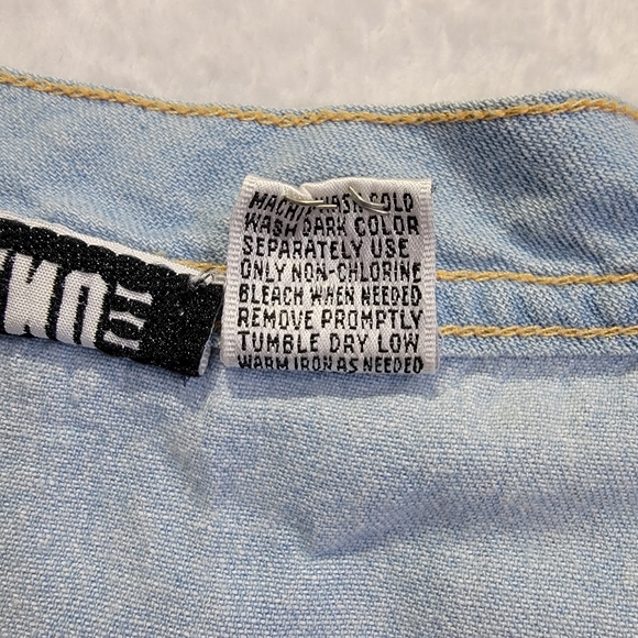 Gitano Vintage Denim Chambray Crop Tie Waist Shirt 90s 100% Cotton Womens M - Picture 7 of 11